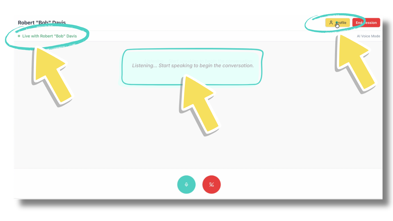 Understanding the Live Session Screen